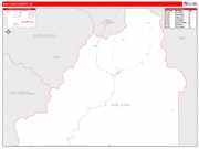 San Juan County Wall Map Red Line Style